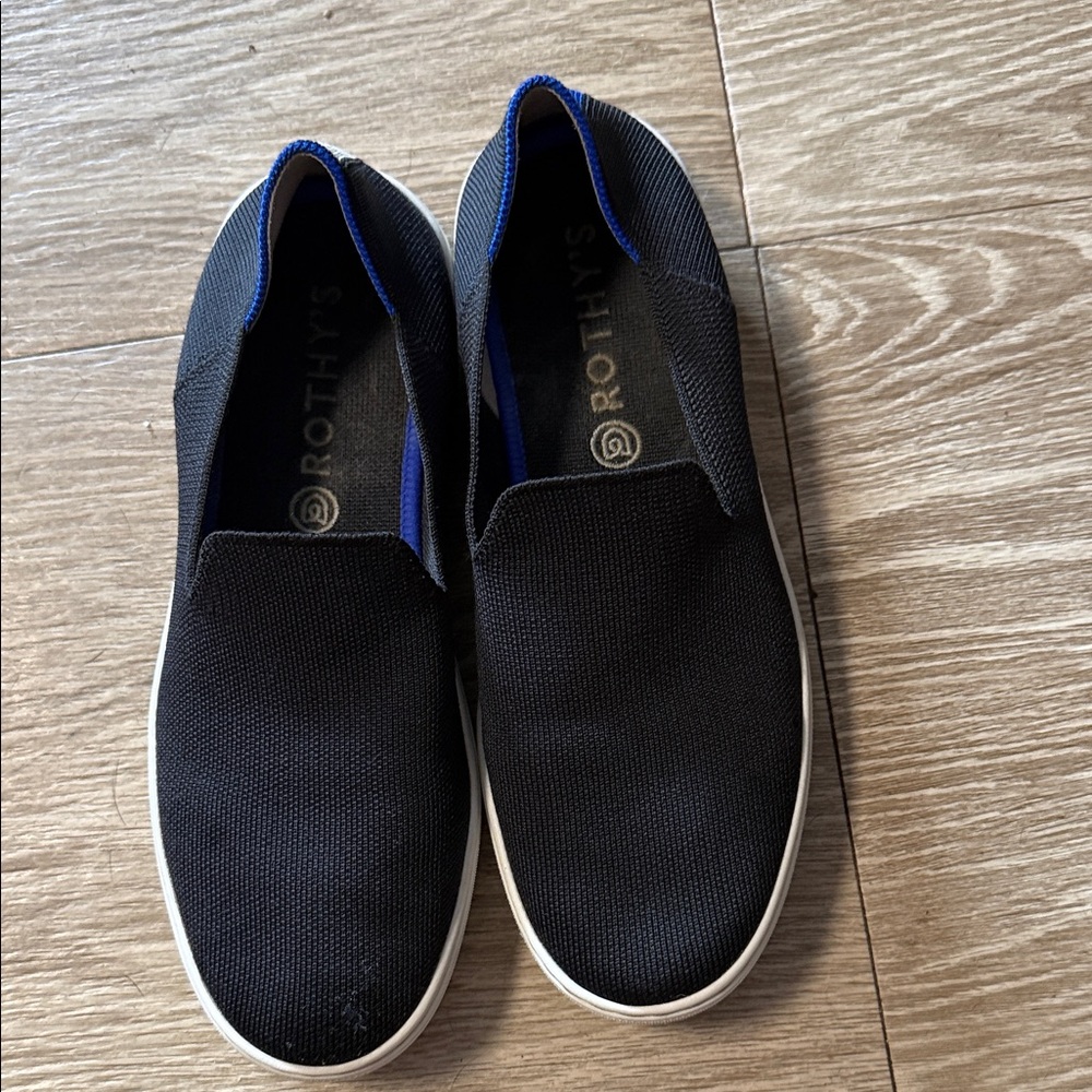 Rothy's Women’s Black and Blue Slip-On Loafers